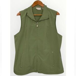 Draper’s & Damon’s Olive Sage Green Stretchy Zip Up Everyday Vest Pockets XL